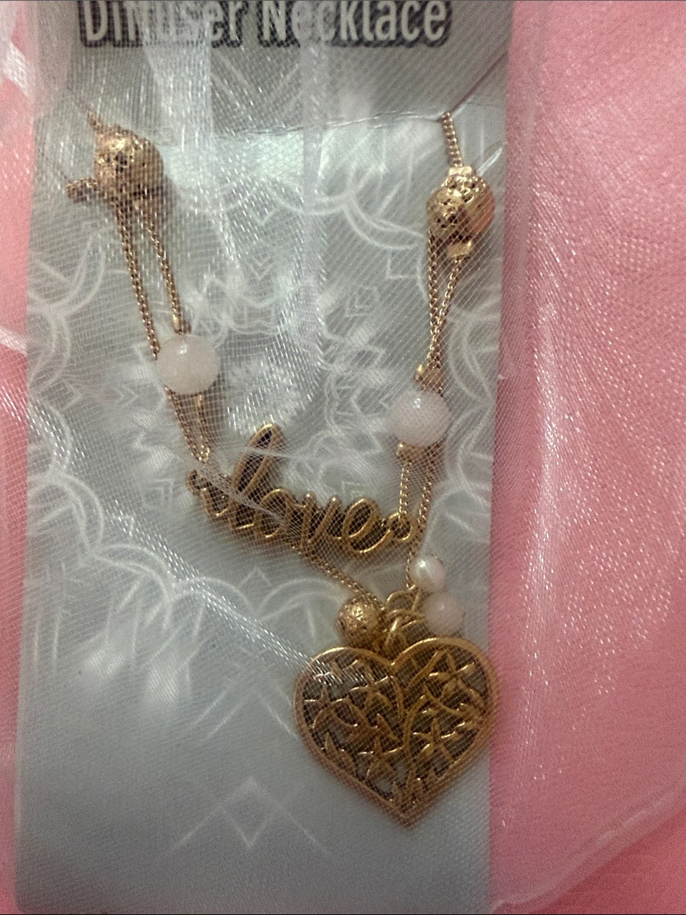 Pink lava diffuser necklace